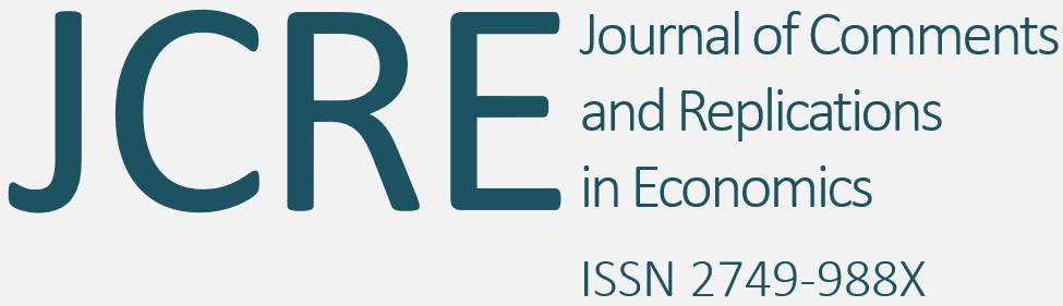 Journal of Comments and Replications in Economics JCRE Logo 